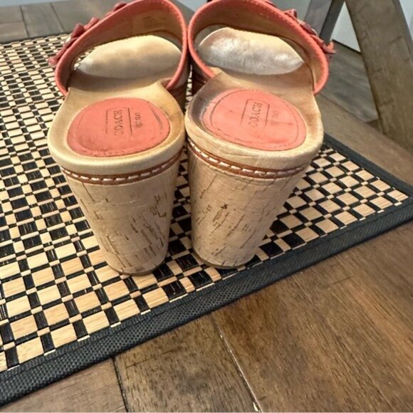 Coach Jesaca Coral Floral Leather Slip-On Open Toe Wedge Sandals Size 7.5 - Picture 9 of 13